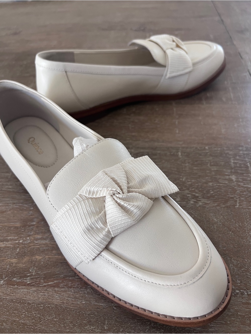 Quince NEW Italian 100% cowhide leather bow penny loafers flats Size US 10